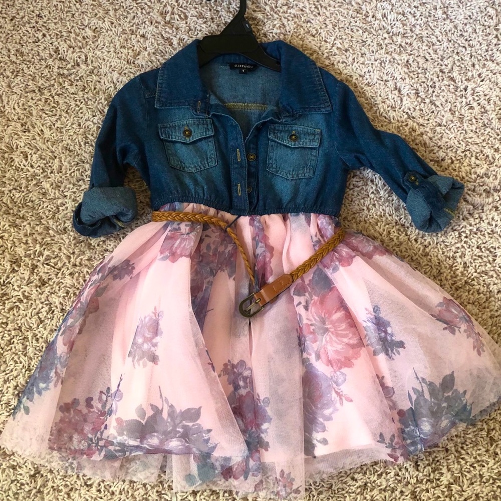 Toddler size 4T denim and petty coat dress